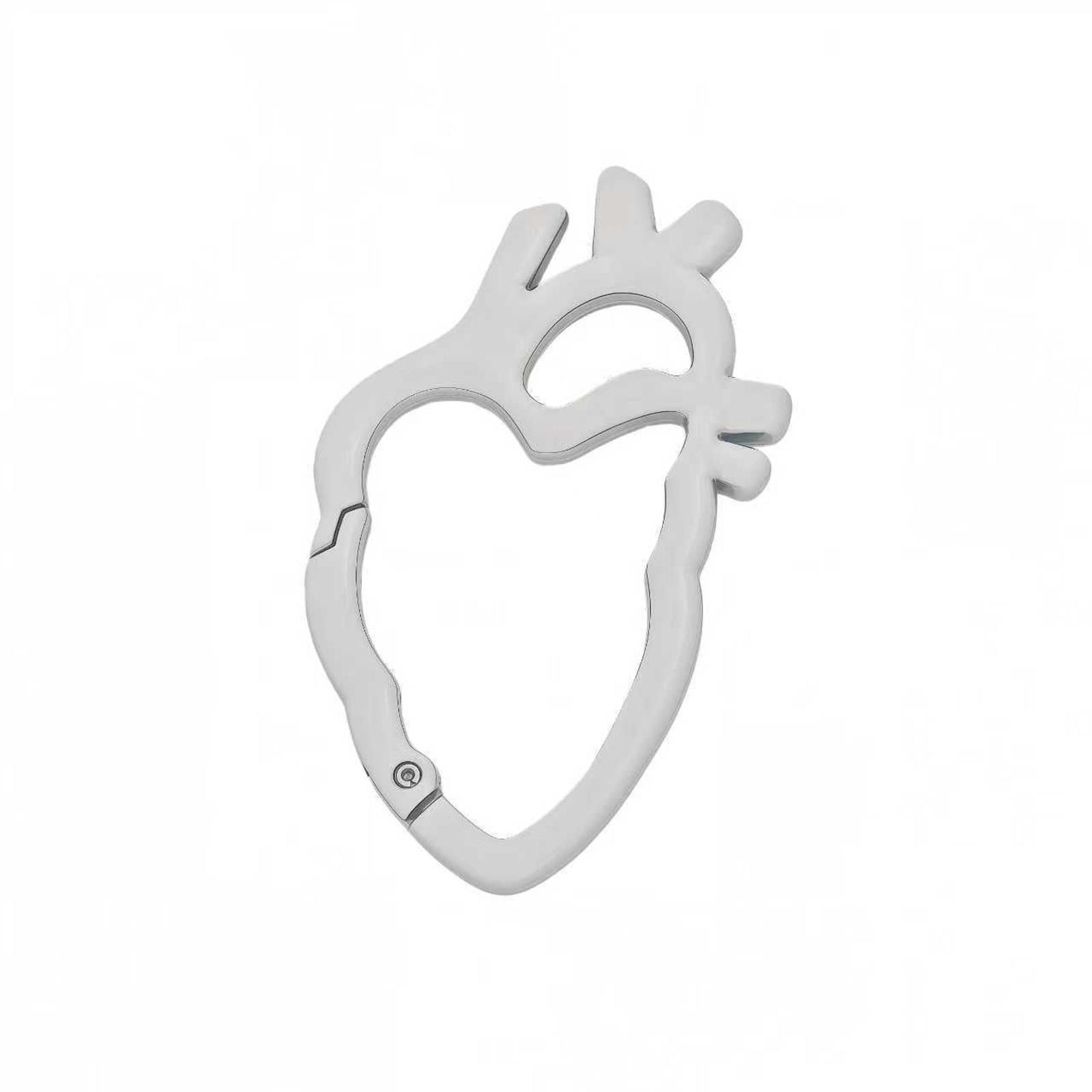 Jewelry Silver Anatomical Heart Carabiner Clip, Keychain Accessory Size ONE SIZE - 5 Thumbnail