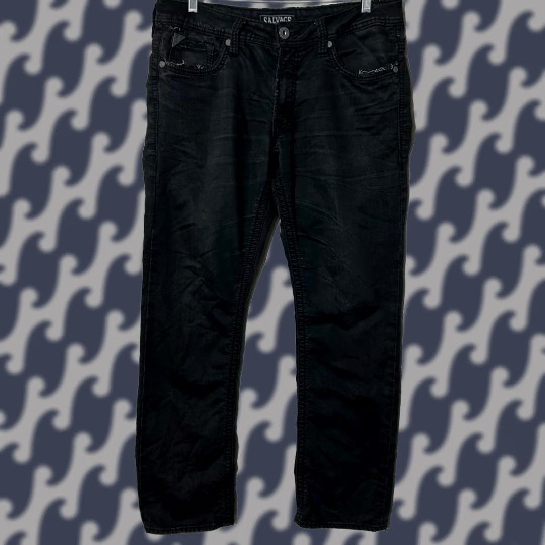 Vintage Salvage Straight Leg Jeans Mens Black 33R 31in Inseam Buckle Exclusive SLVG 23-460 Size US 33 - 1 Thumbnail