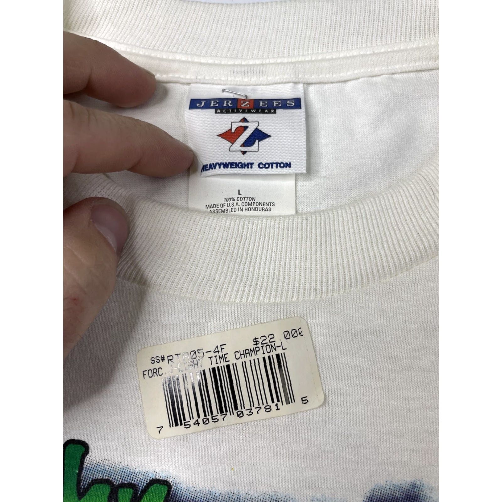 Jerzees VINTAGE John Force 2 Side T-Shirt NHRA Drag Racing NASCAR 8 Championship L White 90s Cars Nascar Oil Racing Logo Unisex Adults T-Shirt Mens Size US L / EU 52-54 / 3 - 3 Thumbnail