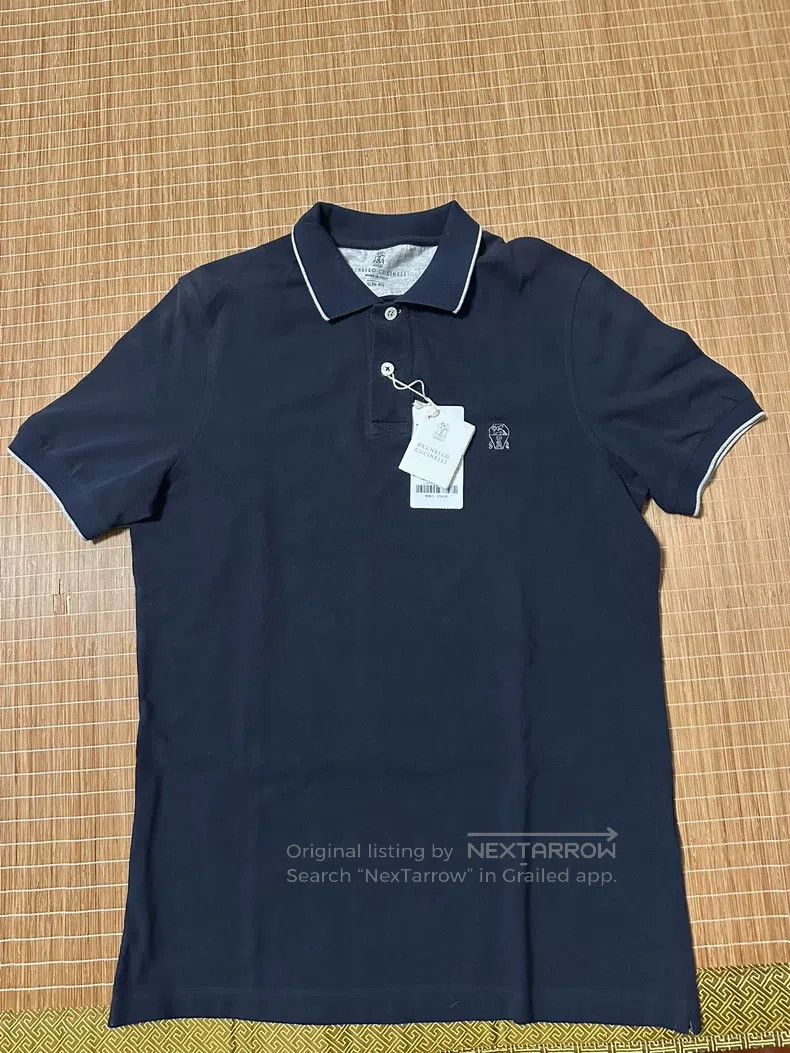 Brunello Cucinelli Brunello Cucinelli Polo Shirt T-Shirt, Navy Blue Size US M / EU 48-50 / 2 - 2 Thumbnail