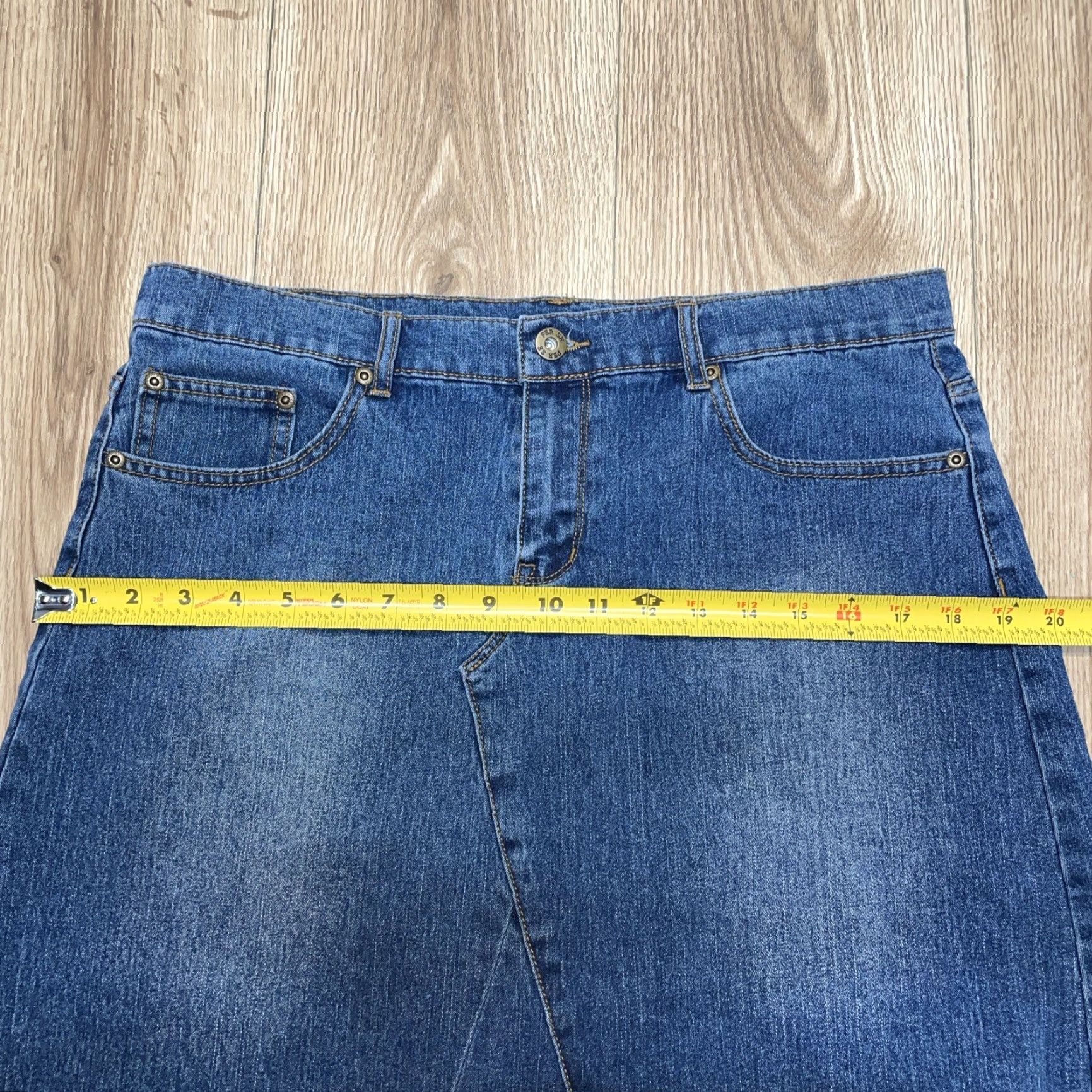 Denime VINTAGE Per Se A-Line Denim Skirt Women's Size 10 Blue Above Knee Stretch Casual Size 32" / US 10 / IT 46 - 5 Thumbnail