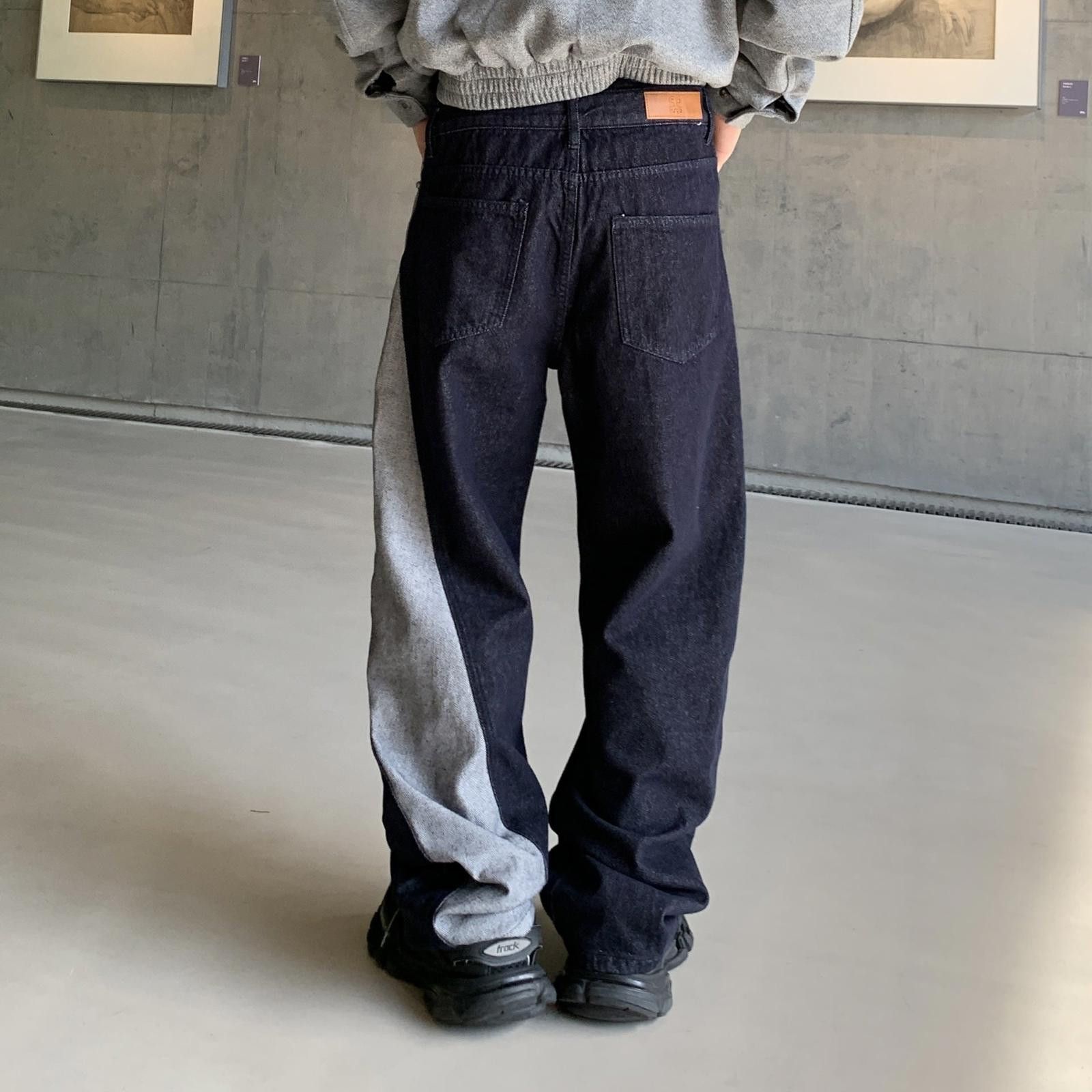 Vintage Black and Gray Two-Tone Baggy Denim Jeans, Wide Leg Jeans Size US 32 / EU 48 - 4 Thumbnail