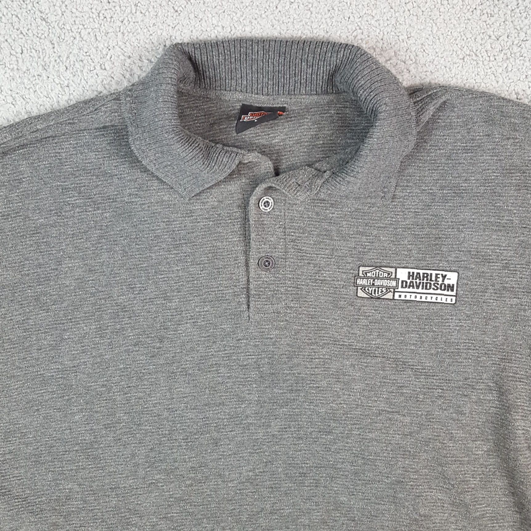 Harley Davidson VINTAGE Harley-Davidson Biker Polo Shirt Large Gray Solid 90s Mens Size US L / EU 52-54 / 3 - 2 Thumbnail