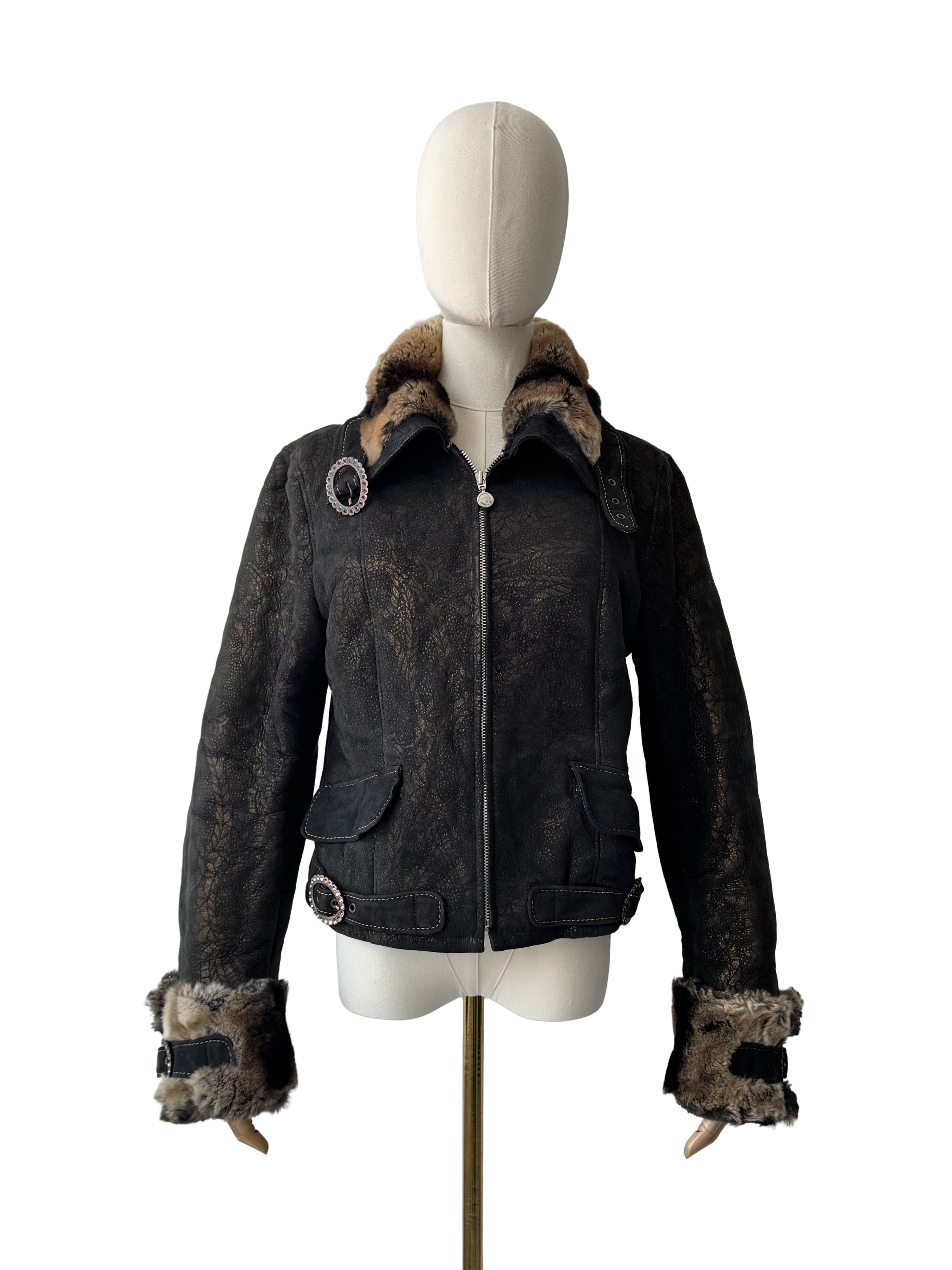 Vintage Vintage Real Sheepskin Cropped Jacket With Straps Size L / US 10 / IT 46 - 2 Thumbnail