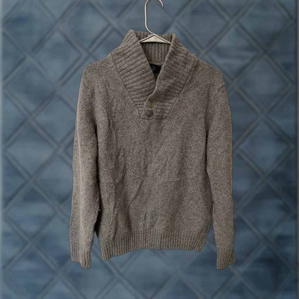 Zara Zara Mens Large Knit Pullover Sweater Gray Shawl Collar Wool Blend Knit Solid Casual Wool-Blend Pullover Mens Large Gray Shawl Collar Size US L / EU 52-54 / 3 - 1 Thumbnail
