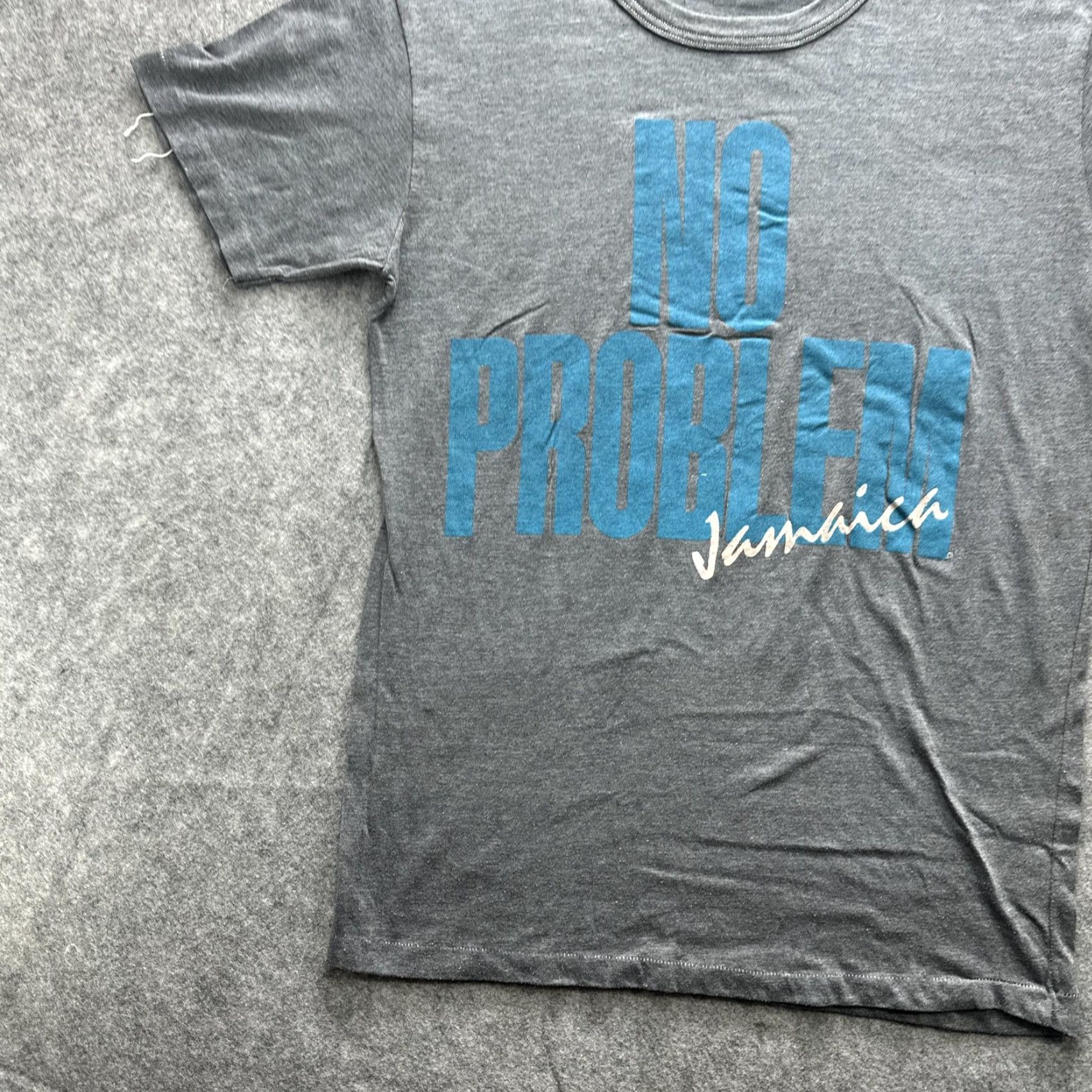 Vintage VINTAGE Jamaica Shirt Mens Medium Gray No Problem Graphic Tee 90s Travel Souvenir Tropical Cat Countries Size US M / EU 48-50 / 2 - 4 Thumbnail
