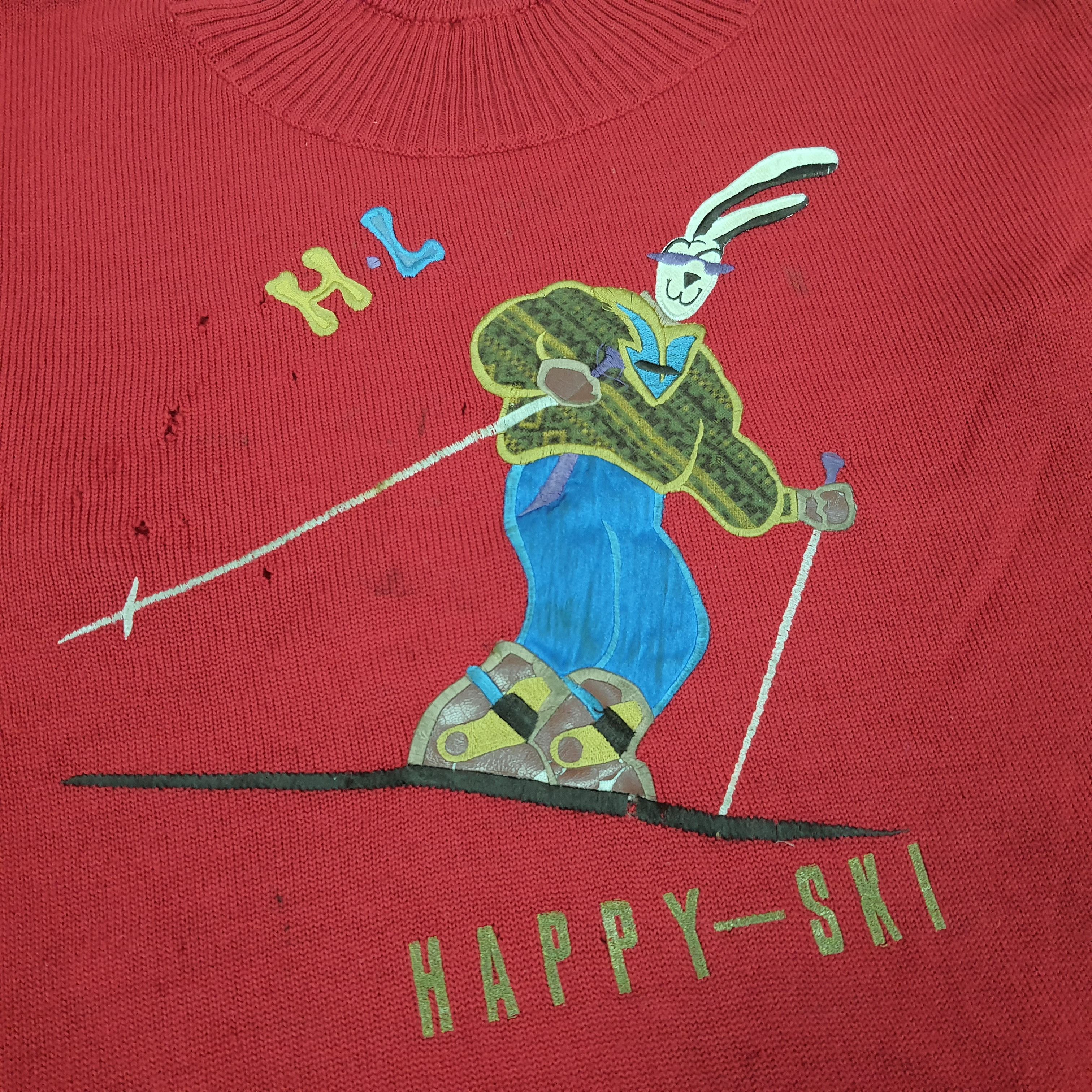 Vintage Vintage Henri Luccapuis Happy Ski Knitted Sweatshirt Size US M / EU 48-50 / 2 - 2 Thumbnail