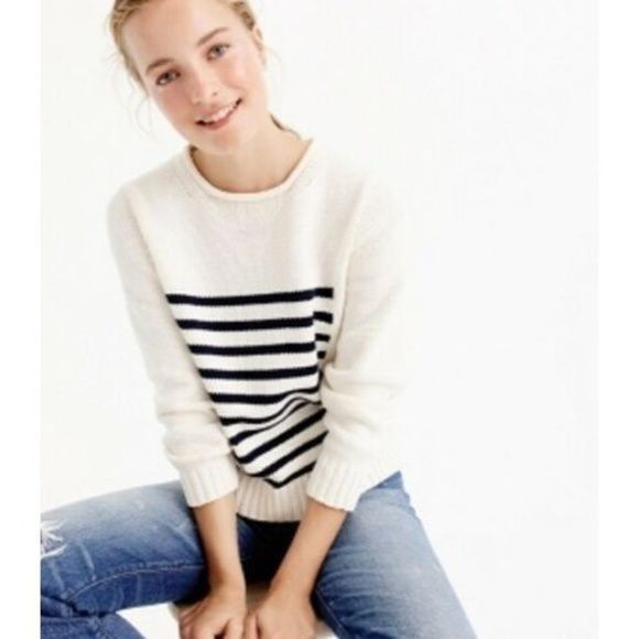 J.Crew J.Crew 1988 Navy Striped Rollneck Sweater Ivory/Navy Stripe Size S / US 4 / IT 40 - 1 Thumbnail