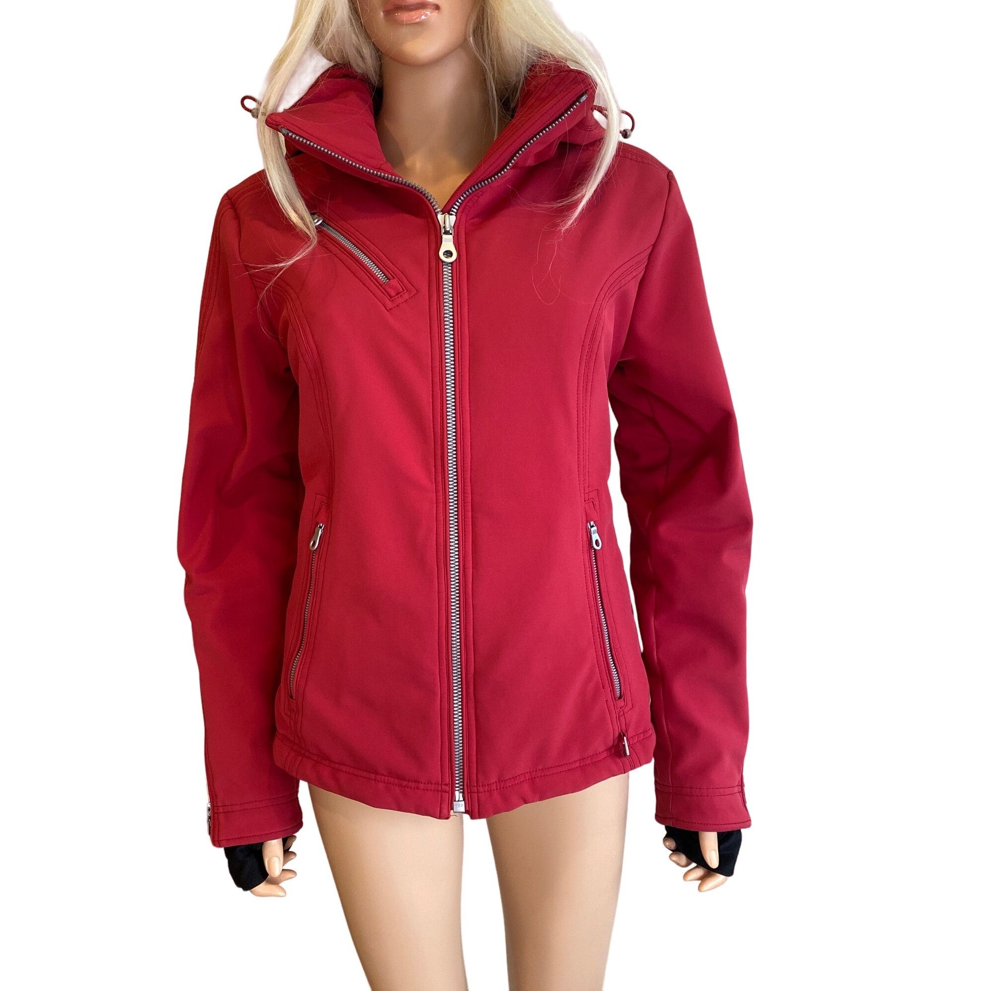 image of Designer Nils Ski Winter Jacket Women's 8 Red Hooded 20,000Mm Waterpr (Size Medium)