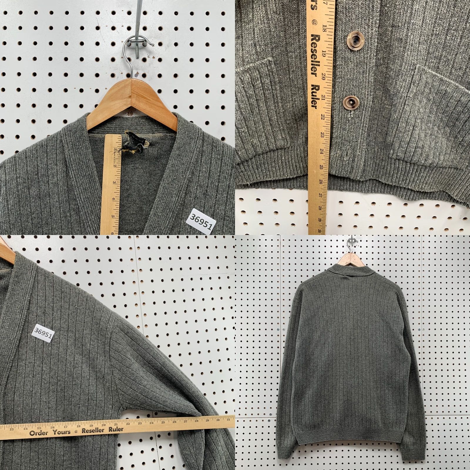 Penn VINTAGE JC Penny Cardigan Sweater Mens Large Gray Acrylic Cardigan Grandpa Size US L / EU 52-54 / 3 - 9 Thumbnail