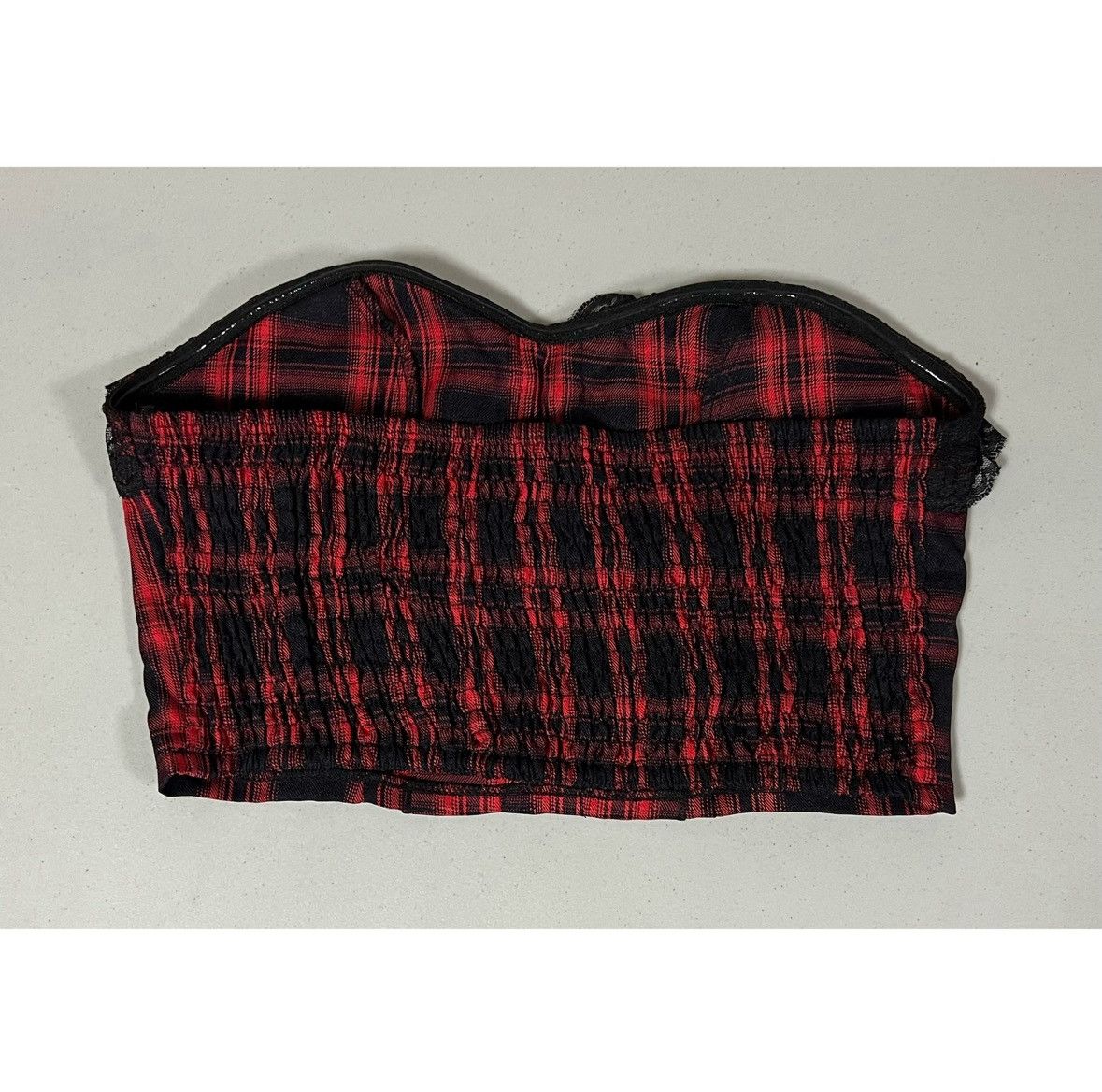 Vintage Black Red Plaid Checkered Lace Shirt Blouse Top Size S ♥️✨ Size S / US 4 / IT 40 - 5 Thumbnail