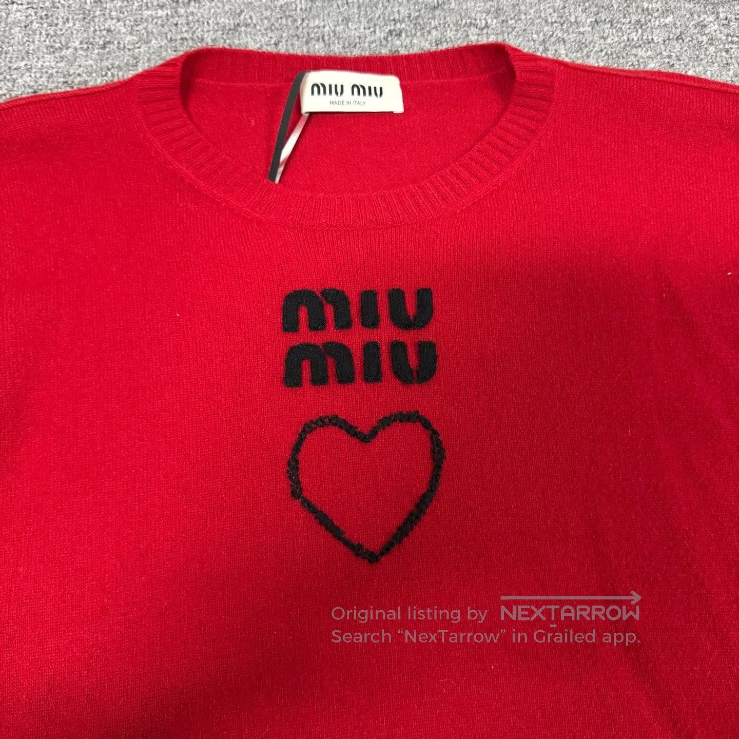 Miu Miu miu miu Love-themed embroidered logo; short cashmere knit Size S / US 4 / IT 40 - 4 Thumbnail