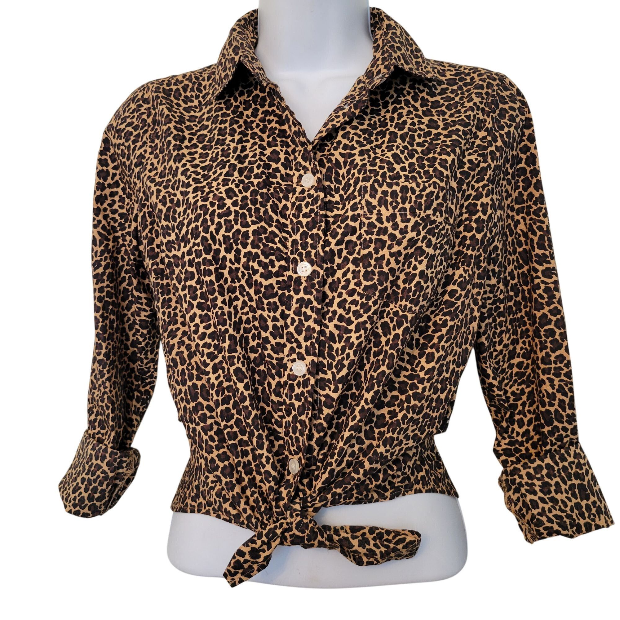 J.Crew J Crew Leopard Print Button Up Shirt XS Cotton Business Care Size XS / US 0-2 / IT 36-38 - 2 Thumbnail