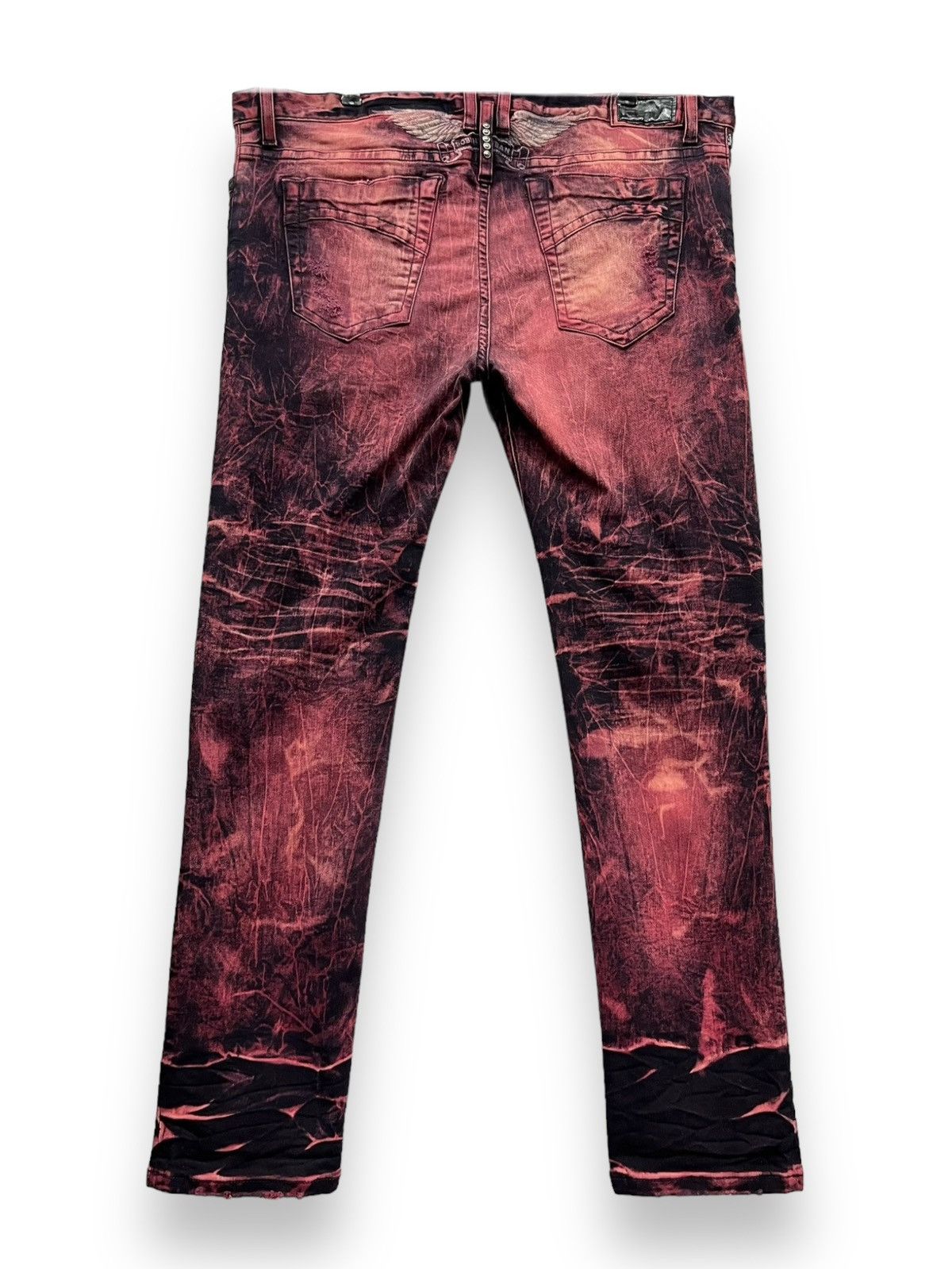 Robins Jeans 42” ROBINS JEANS Red Blood Acid Wash Ripped Stretchy Denim🔥 Size US 42 / EU 58 - 3 Thumbnail