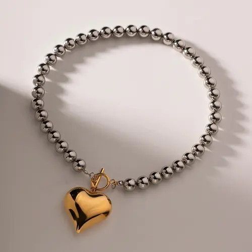 Handmade Miyahara x Reia Round Bead Chain Chunky Heart Pendant Size ONE SIZE - 5 Thumbnail