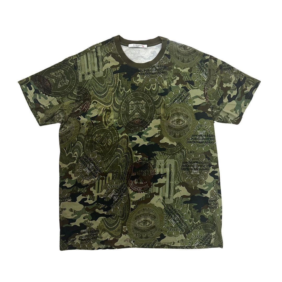 Givenchy Givenchy Green Camo Dollar Bill Tee Size US XL / EU 56 / 4 - 1 Thumbnail
