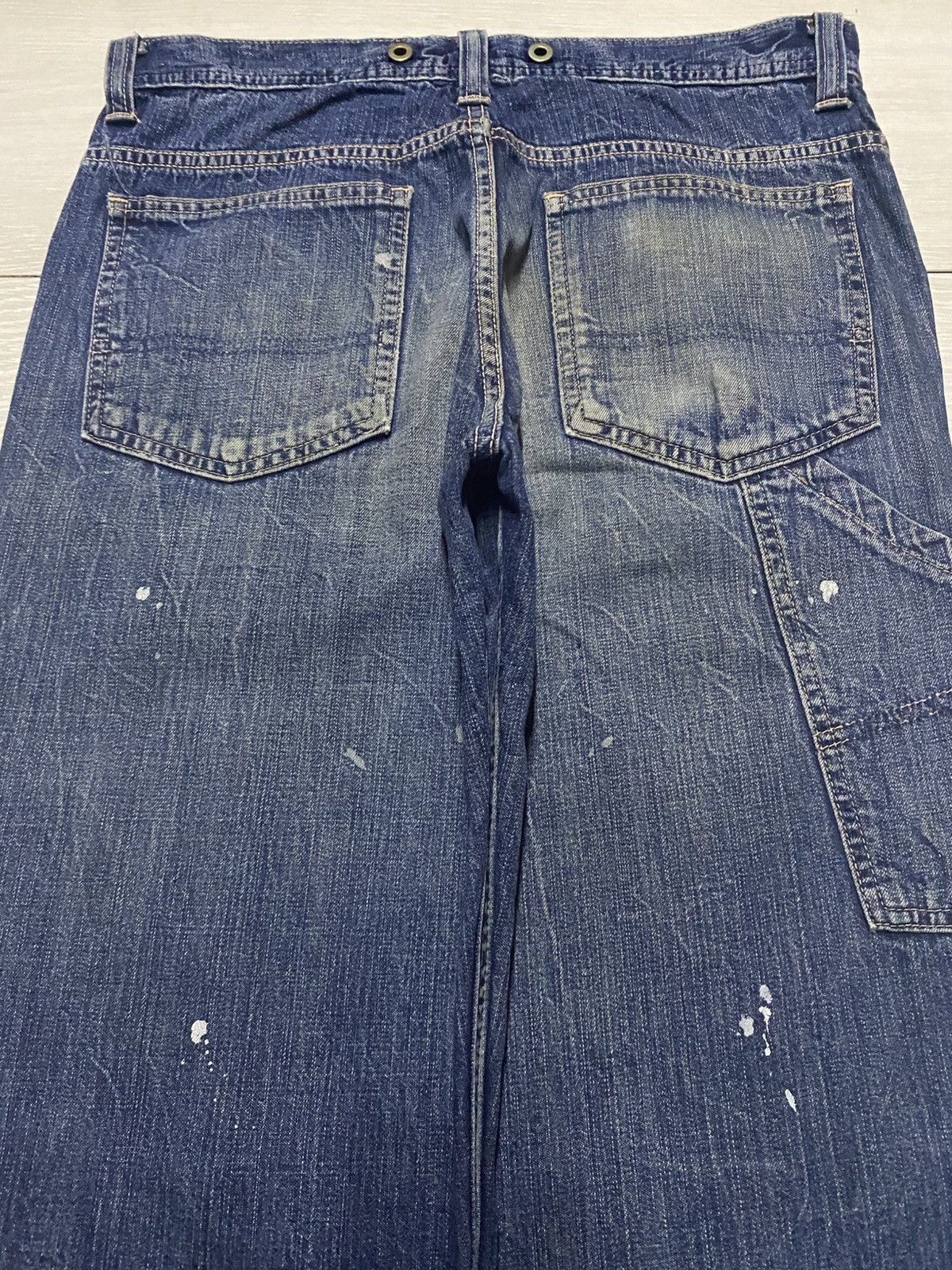 Lee Vintage Lee Union Made Blue Wash Paint Splatter Loose Jeans Size US 31 - 4 Thumbnail