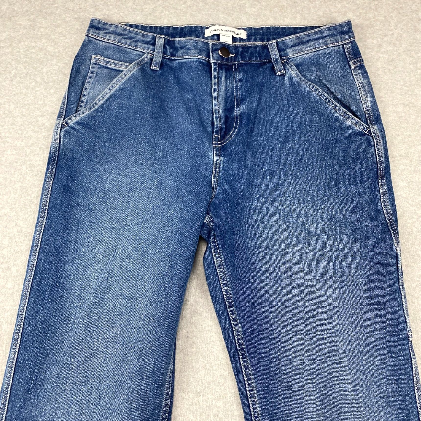 Essentials Amazon Jeans Mens 33X30 Blue Straight Leg Pockets Slimming Stretch Denim 5-Pocket Design Regular Blue Mens Jeans Size US 33 - 3 Thumbnail