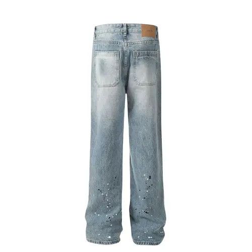 VIBE High street washed loose wide-leg ink-splashed flared jeans Size US 32 / EU 48 - 4 Thumbnail