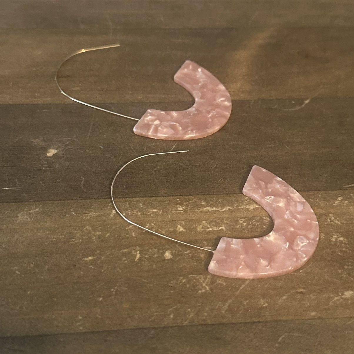 Other Pink acrylic tortoise shell hoop drop dangle earrings Size ONE SIZE - 6 Thumbnail