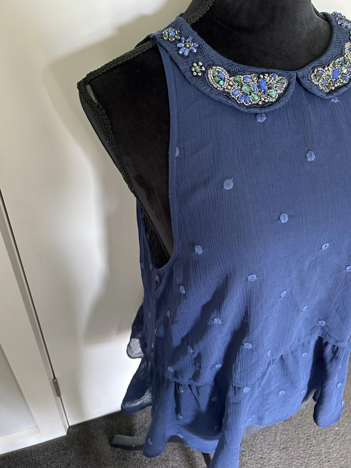 Abercrombie & Fitch Abercrombie and Fitch Beaded Singlet Top Blue - Size M (001) Size M / US 6-8 / IT 42-44 - 7 Thumbnail