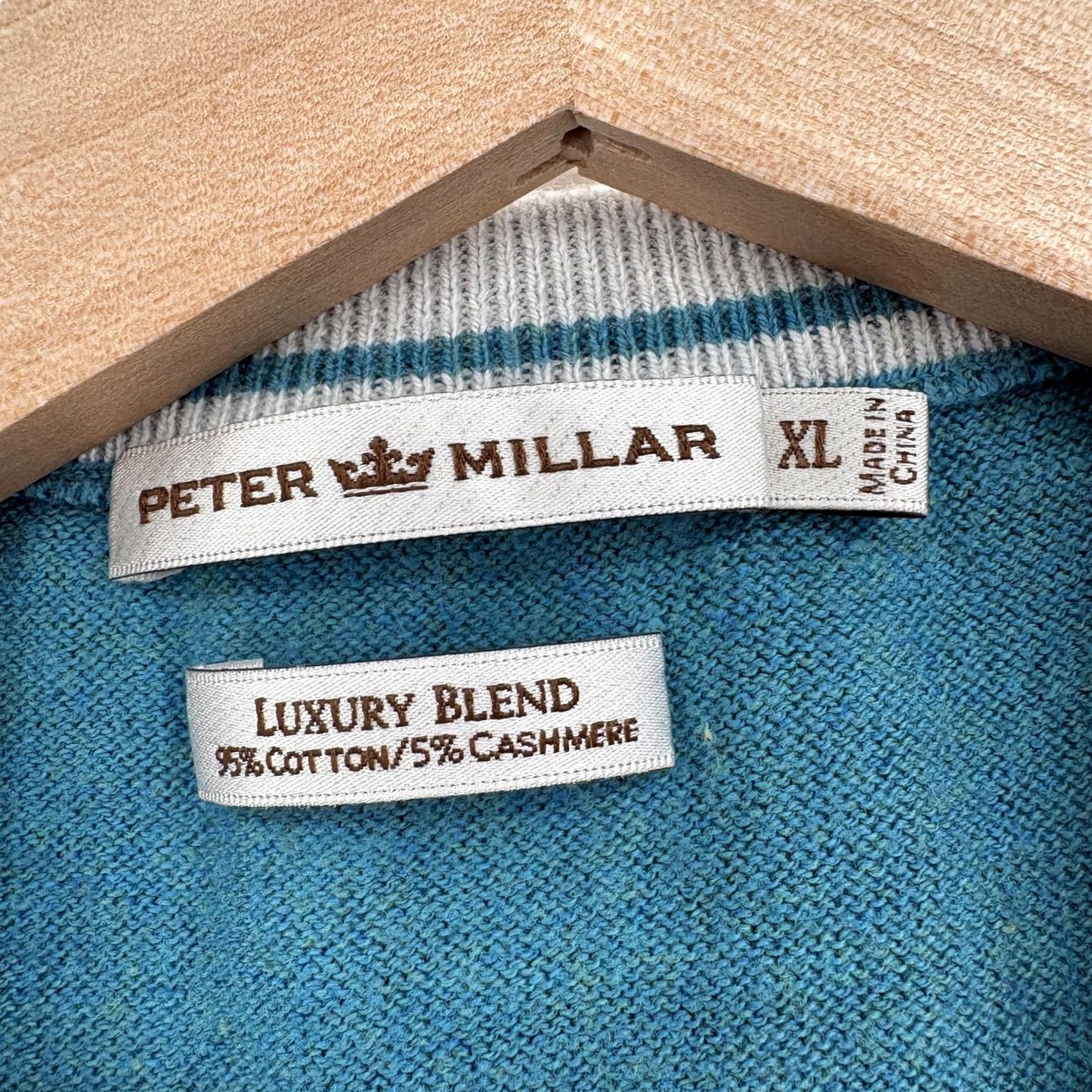 Peter Millar Peter Millar Sweater Vest Mens XL Blue Cotton Cashmere 1/4 Zip Mock Neck Golf Vest Size US XL / EU 56 / 4 - 4 Thumbnail
