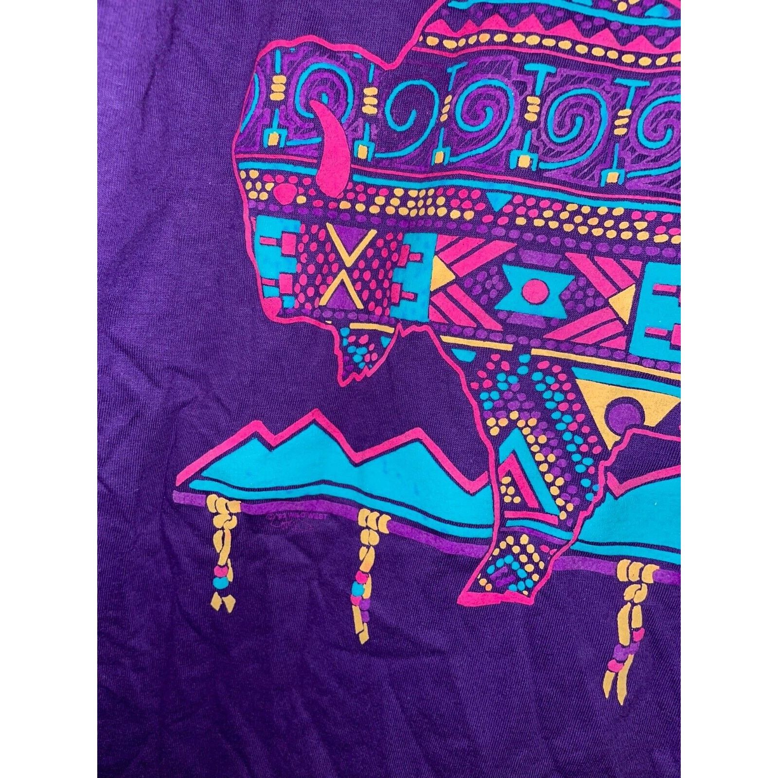 Jerzees Vintage Black Hills Shirt Buffalo Bison Art Tee 90s VTG M Size US M / EU 48-50 / 2 - 6 Thumbnail