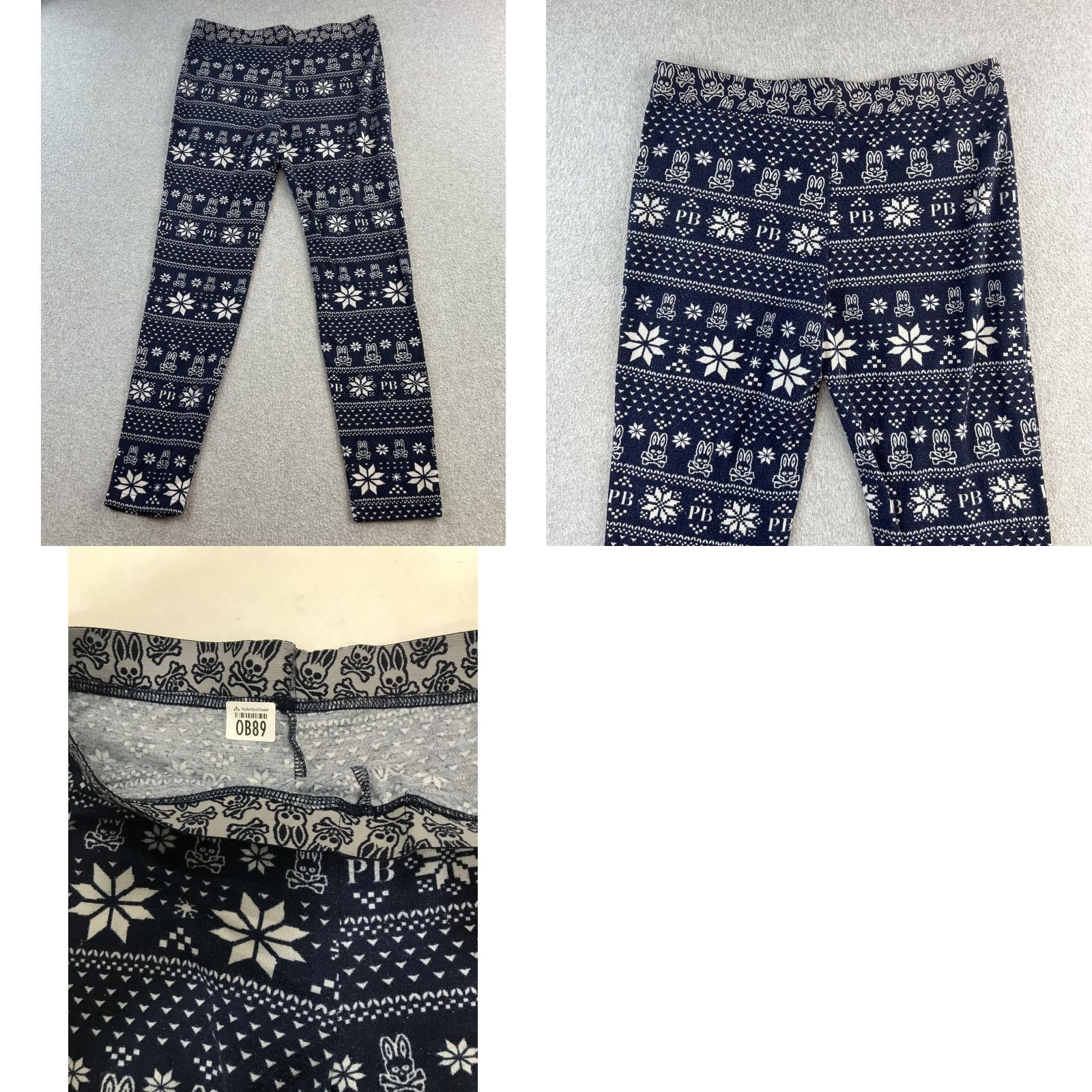 Psycho Bunny Psycho Bunny Pants Mens Medium Blue White Holiday Fair Isle Bunny Lounge Pajama PB Lounge Pants Size US 31 - 9 Thumbnail