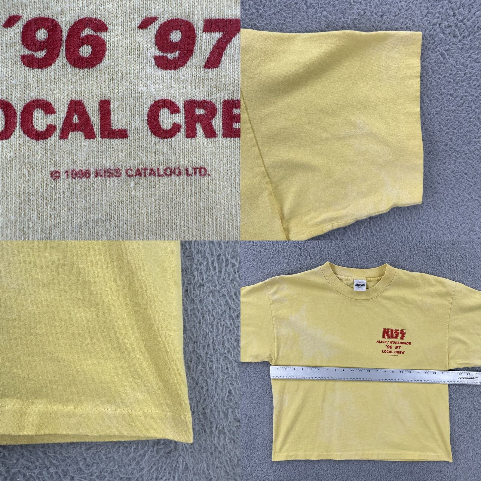 Vintage VINTAGE Murina Mens XL Yellow Stitch USA Made Shirt 1996 Kiss Alive Local Crew Tee Size US XL / EU 56 / 4 - 8 Thumbnail