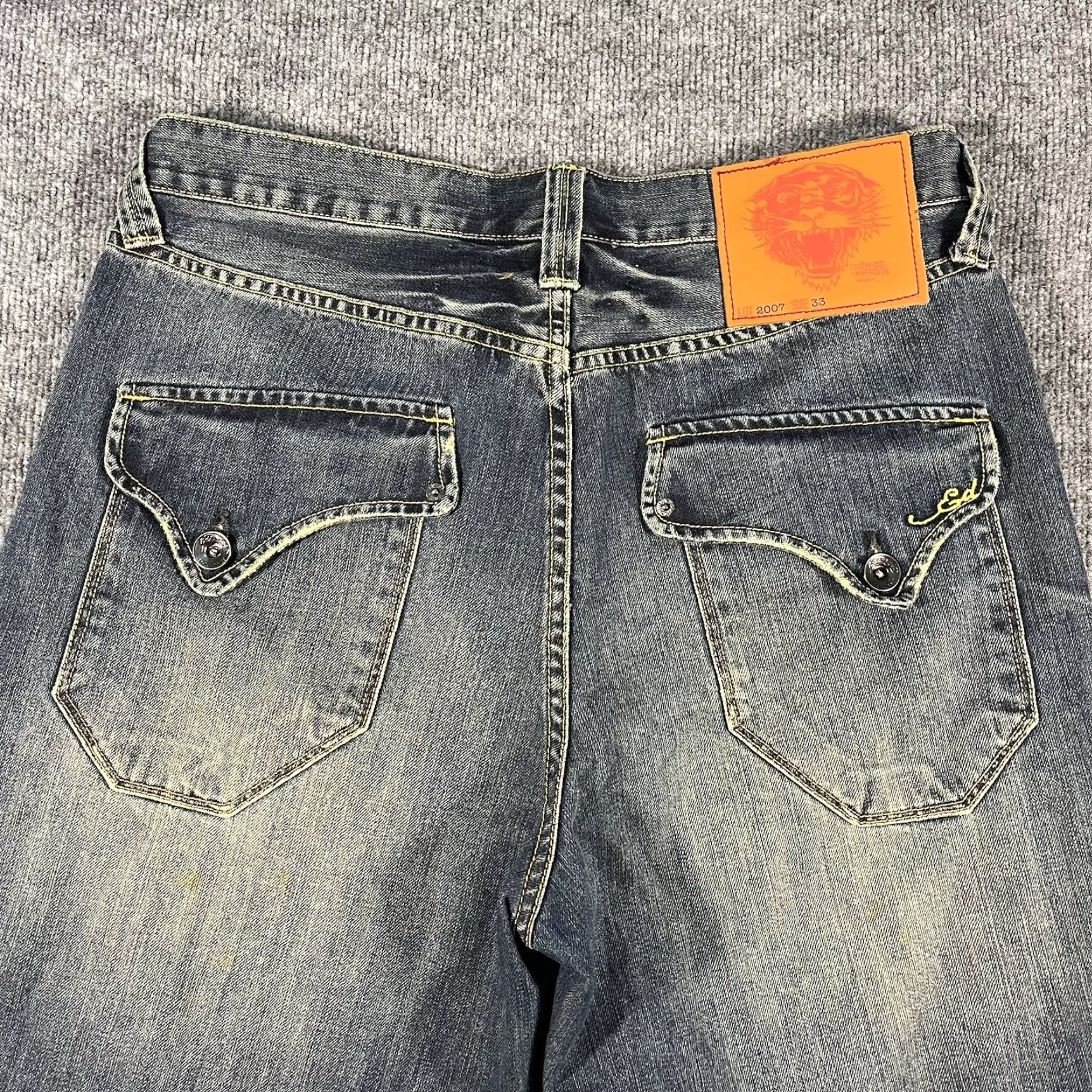 Ed Hardy VINTAGE Ed Hardy Denim Shorts 33 Blue Wide Leg Relaxed Grunge Mens Size US 33 - 2 Thumbnail