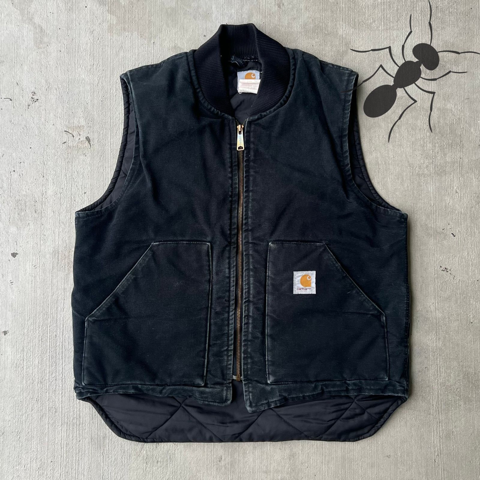 Carhartt × Vintage Carhartt V01 BLK faded black work wear vest Size US L / EU 52-54 / 3 - 1 Thumbnail