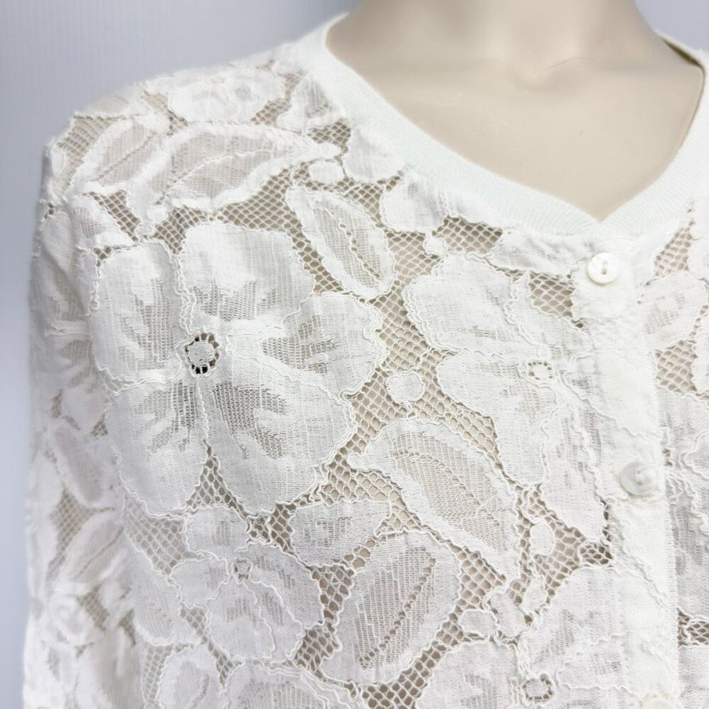 Other UN JOUR AILLEURS Lace White Boho Blouse Mesh Size 2 / M Size M / US 6-8 / IT 42-44 - 2 Thumbnail