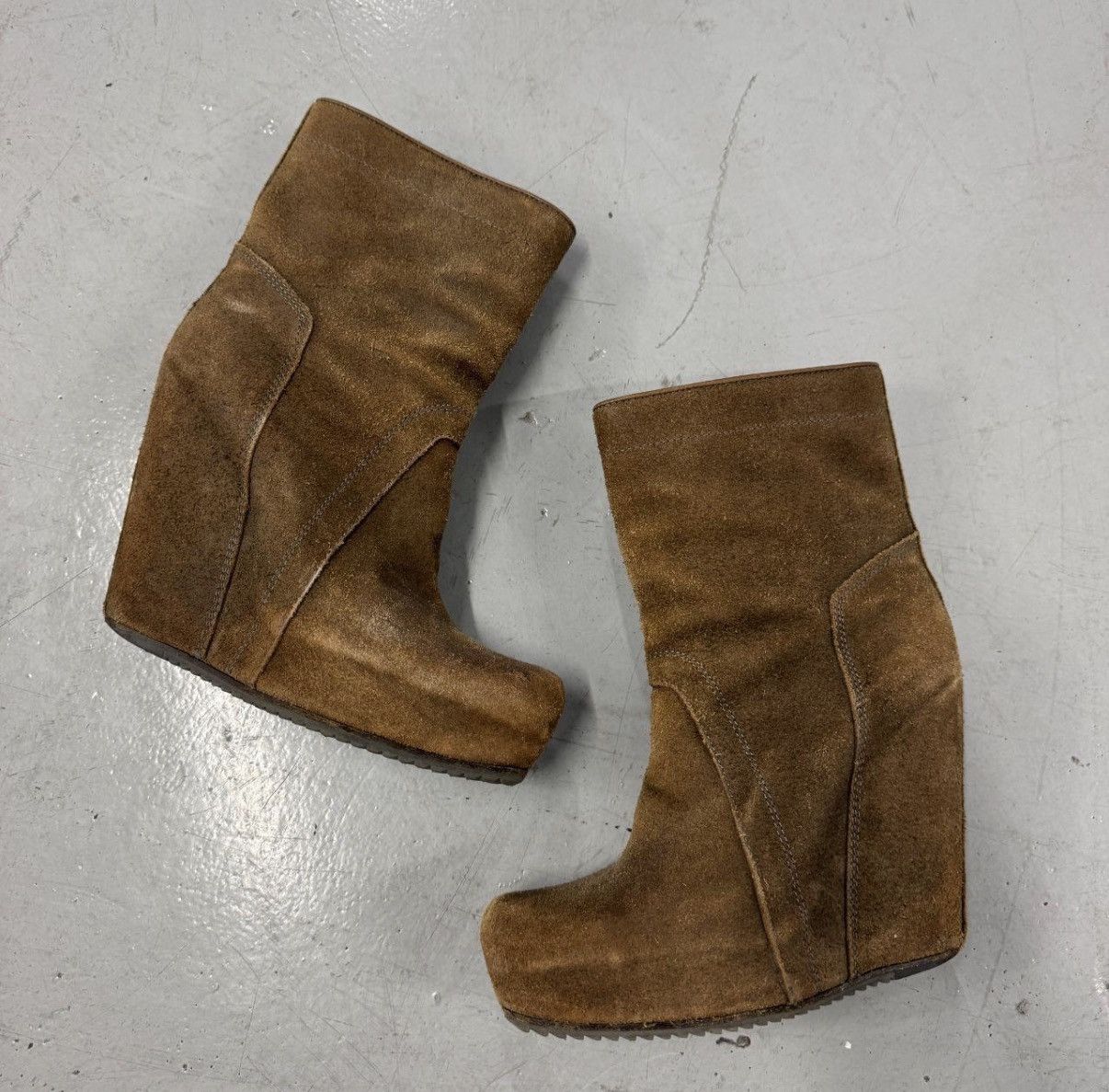 Rick Owens FW2010 Gleam Rick Owens Brown Suede Wedge Heels Size US 8.5 / IT 38.5 - 1 Thumbnail