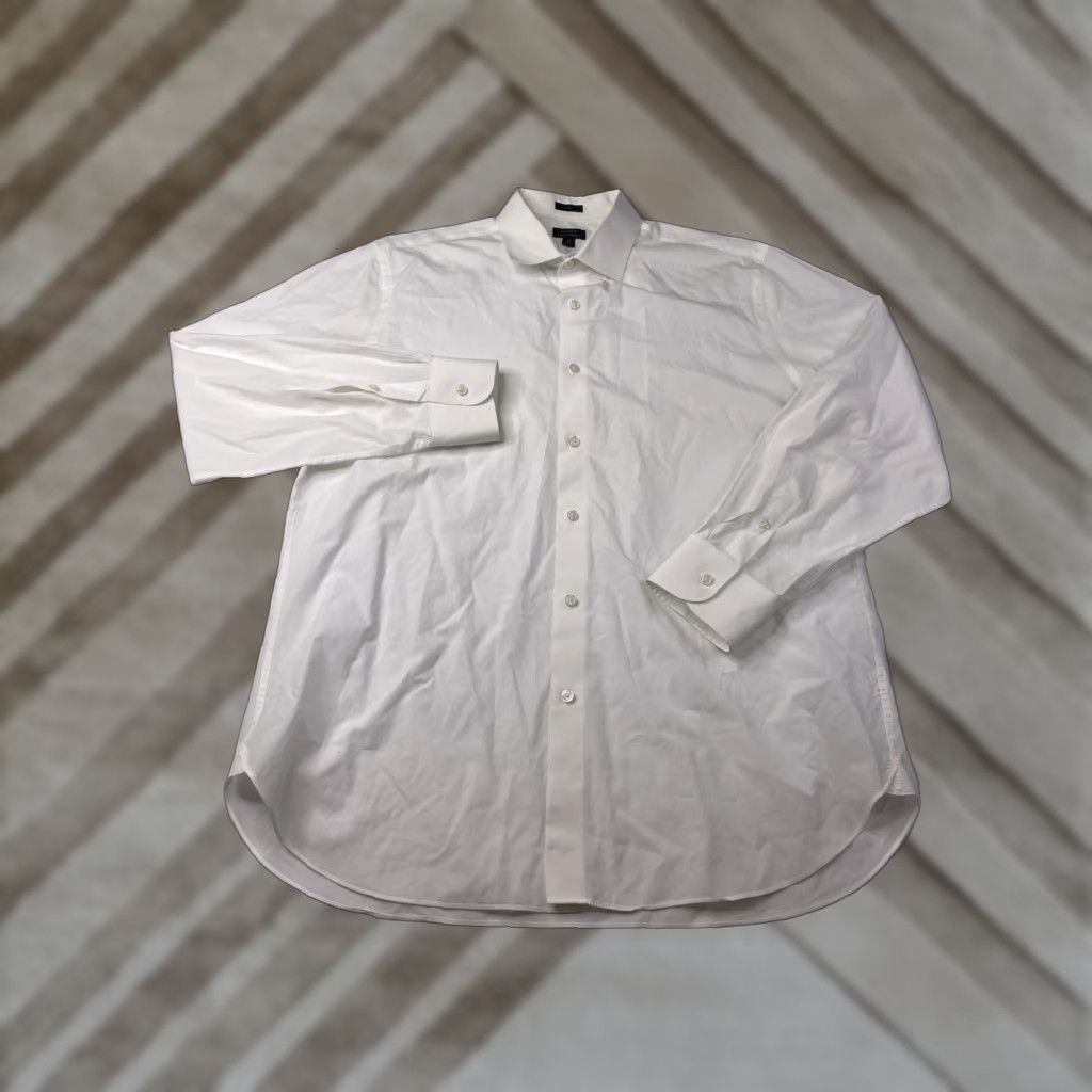 J.Crew J.CREW Ludlow Dress Shirt Mens 17/35 White Button Up Regular Collar Point Barrel Cuff Size 46R - 1 Thumbnail