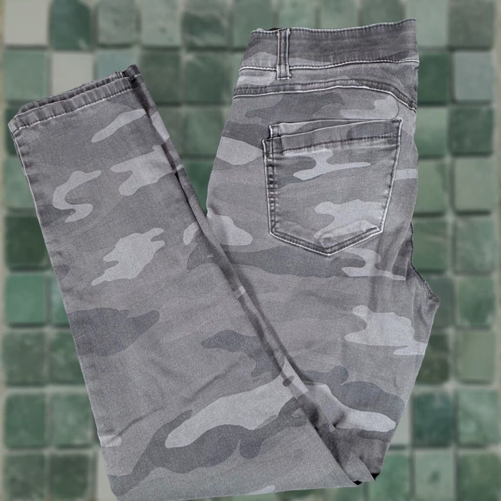 Vintage Democracy Ab Solution Camo Gray Skinny Ankle Zip Women's Pants Size 6 Slimming Size 28" / US 6 / IT 42 - 1 Thumbnail