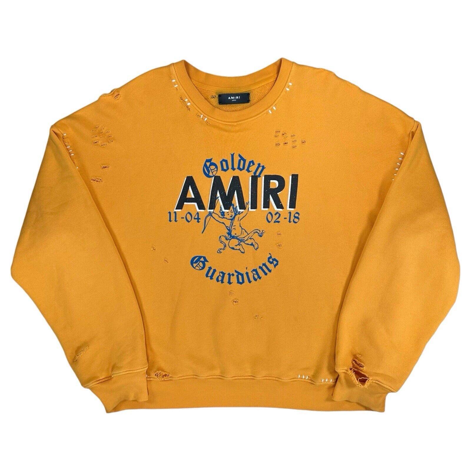 Amiri Amiri Size L Sweatshirt Yellow Oversized Distressed Golden Size US L / EU 52-54 / 3 - 1 Thumbnail