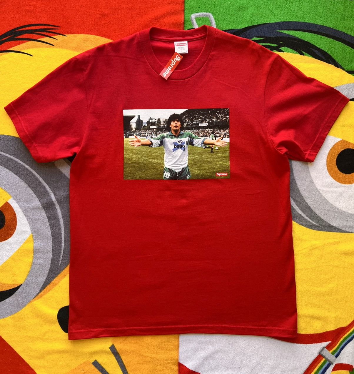 Supreme M Supreme Maradona Tee Red T-shirt football diego drugs new Size US M / EU 48-50 / 2 - 2 Thumbnail