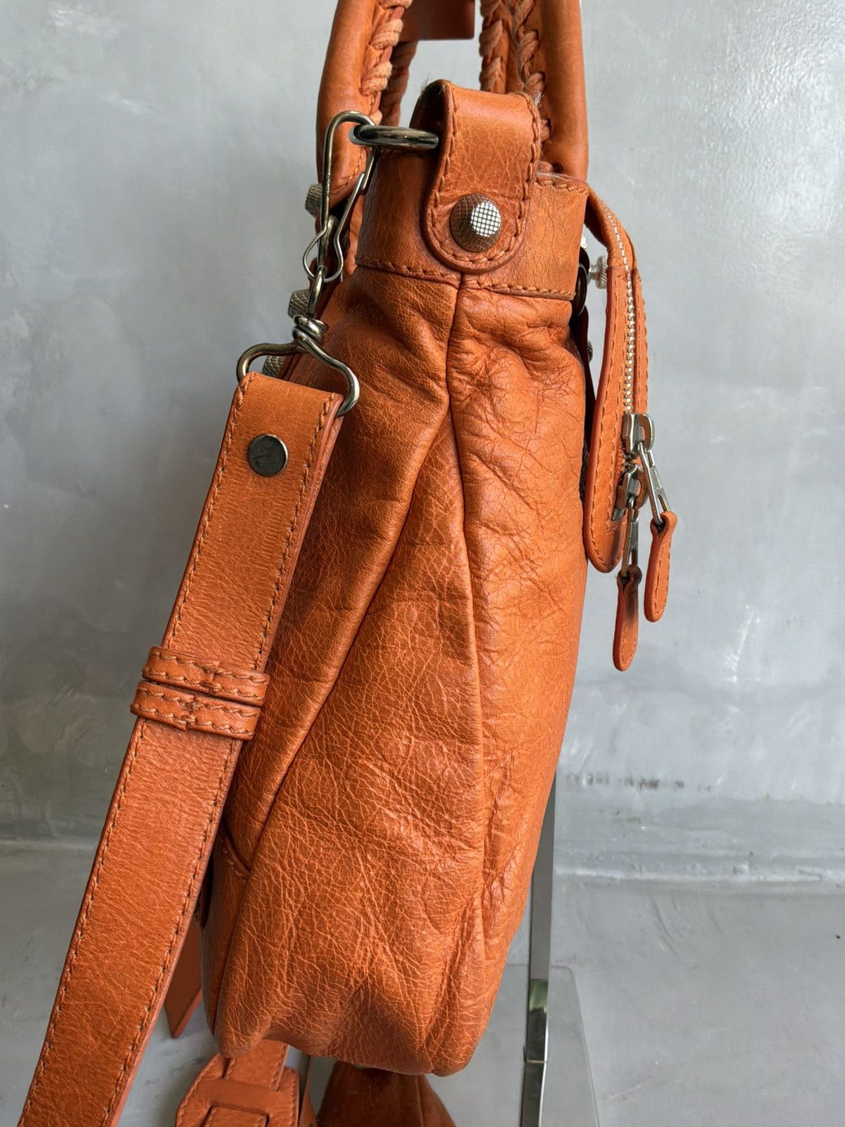 Balenciaga - Motorcyle Town - Orange Lambskin Crossbody Bag