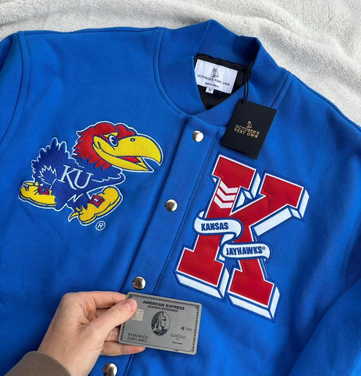 October's Very Own OVO x JawHawks Blue Fleece Varsity Jacket Size US XXL / EU 58 / 5 - 2 Thumbnail