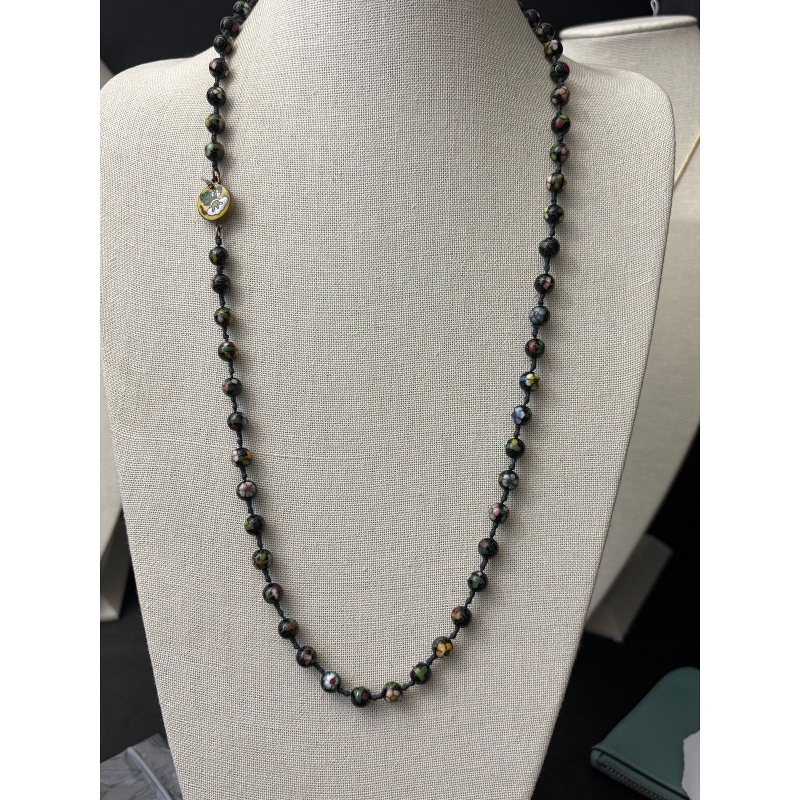 Other Vintage Chinese Cloisonne Necklace 30in Knotted Silk 8mm Size 30 - 1 Thumbnail