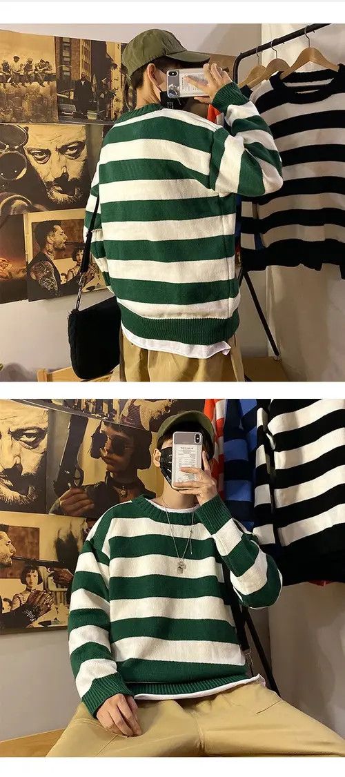 Japanese Brand × Vintage Vintage Stripe Knitted Sweater Long Sleeves Size US XL / EU 56 / 4 - 2 Thumbnail