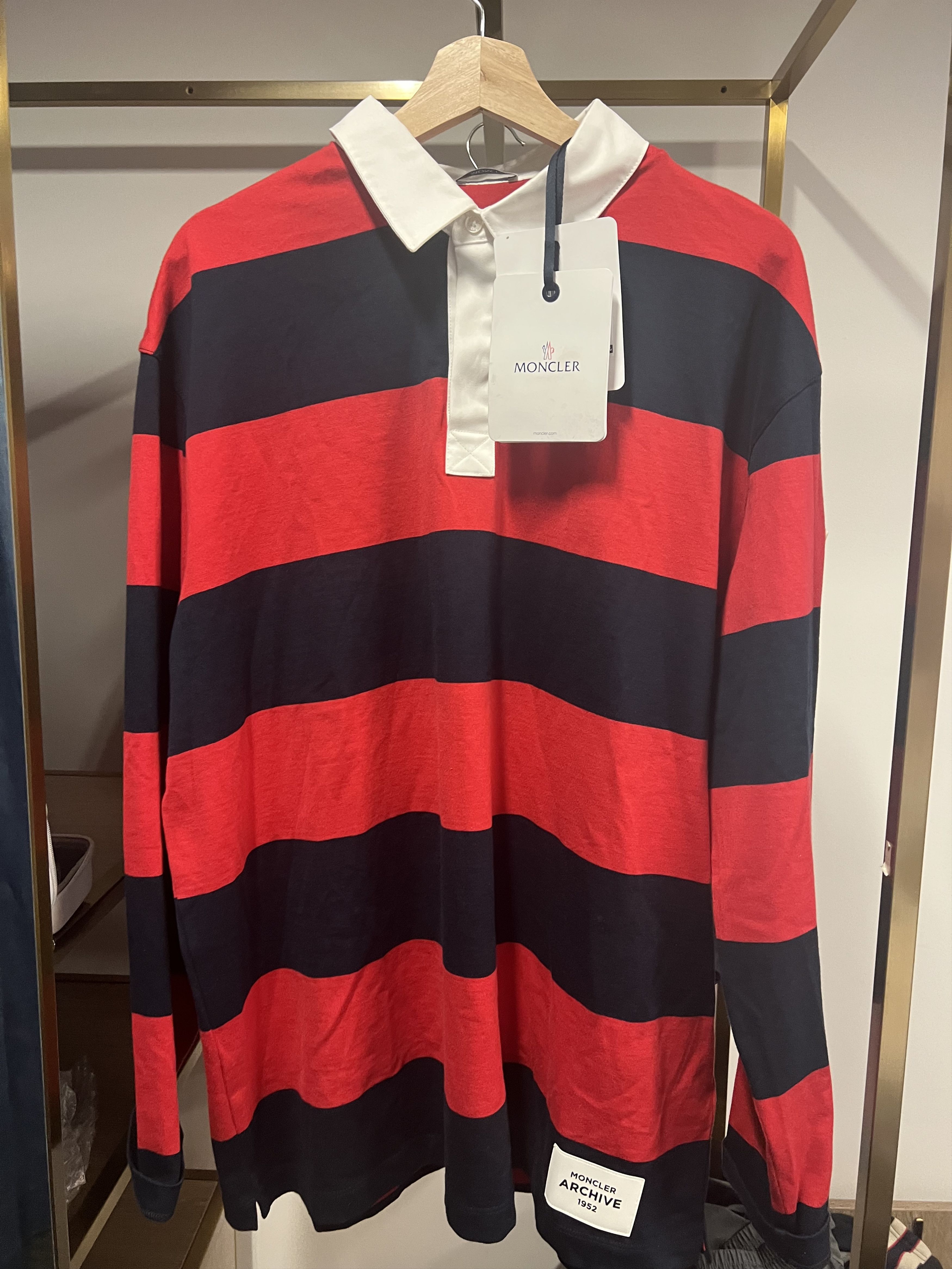Moncler LS striped rugby jumper. Size US XL / EU 56 / 4 - 2 Thumbnail