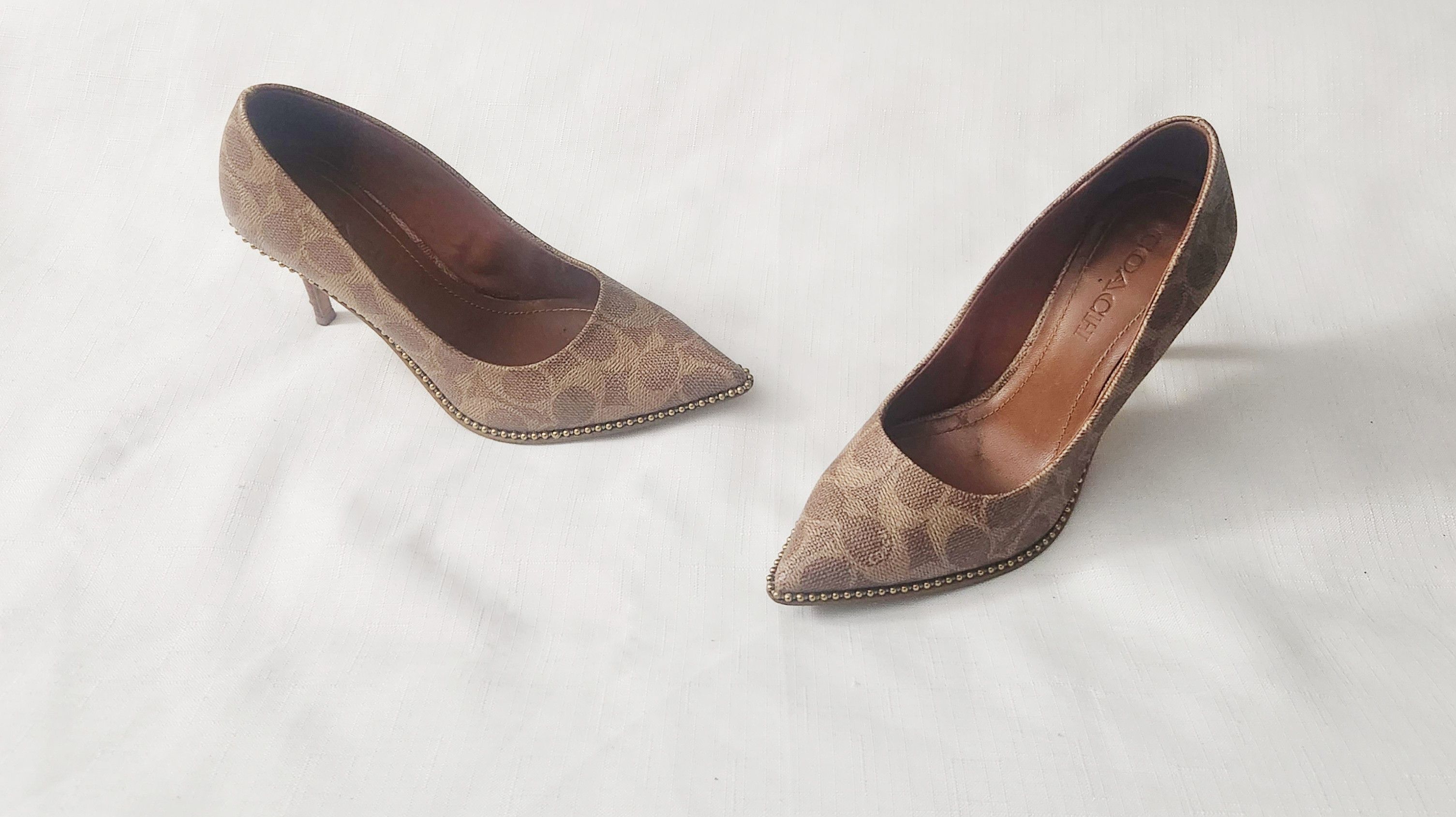 Coach × Designer COACH Waverly Pump with Beadchain Women Size 6 B Tan (G4374) Size US 6 / IT 36 - 7 Thumbnail