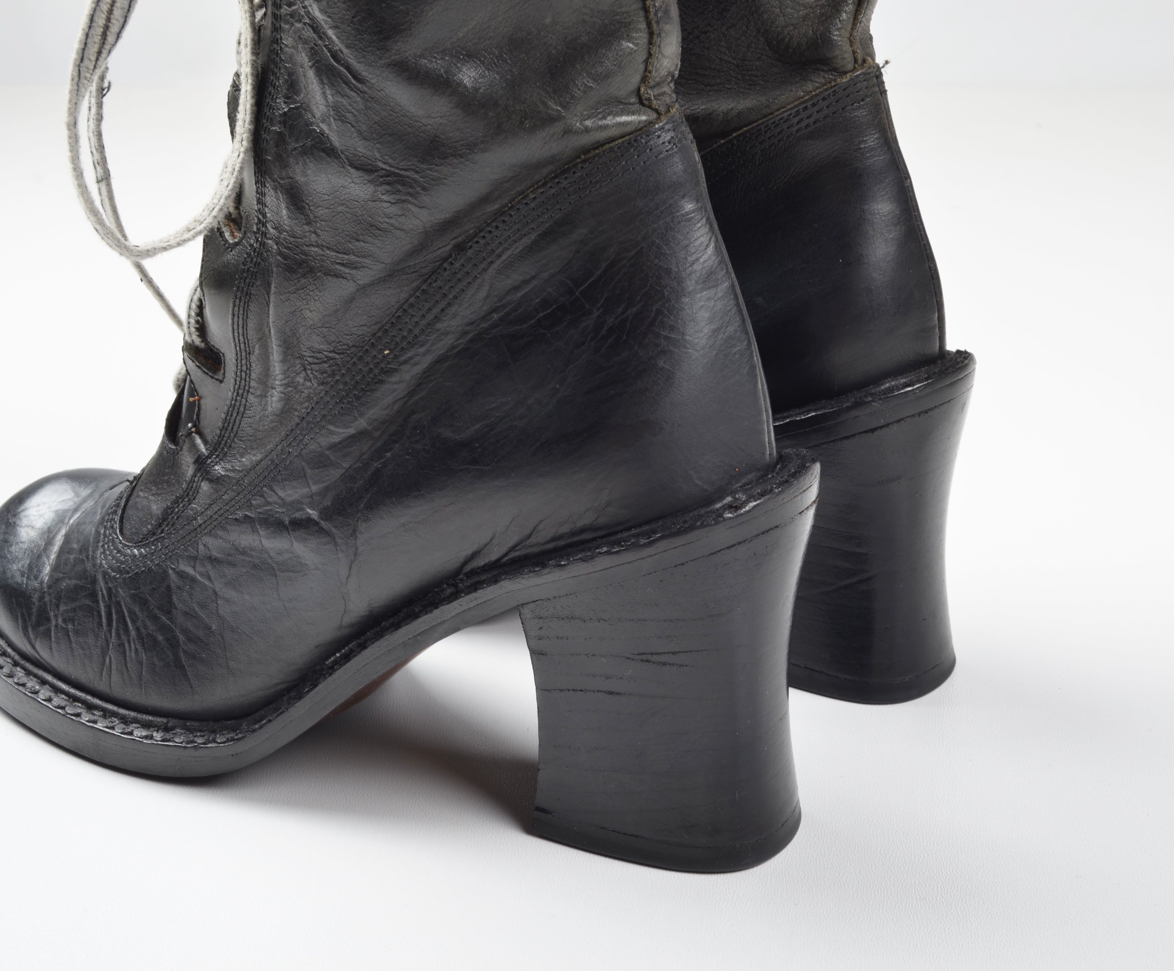 Other Vintage El Dantes Leather Lace Up Block Heel Ankle Boots Size US 9 / IT 39 - 6 Thumbnail