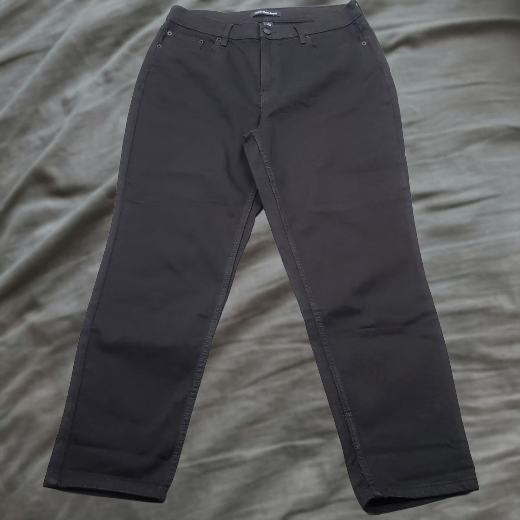 Calvin Klein Calvin Klein Jeans Womens 32 Black Denim Stretch High Rise Slim Fit Straight Leg Jeans Size 24" / US 00 / IT 34 - 1 Thumbnail