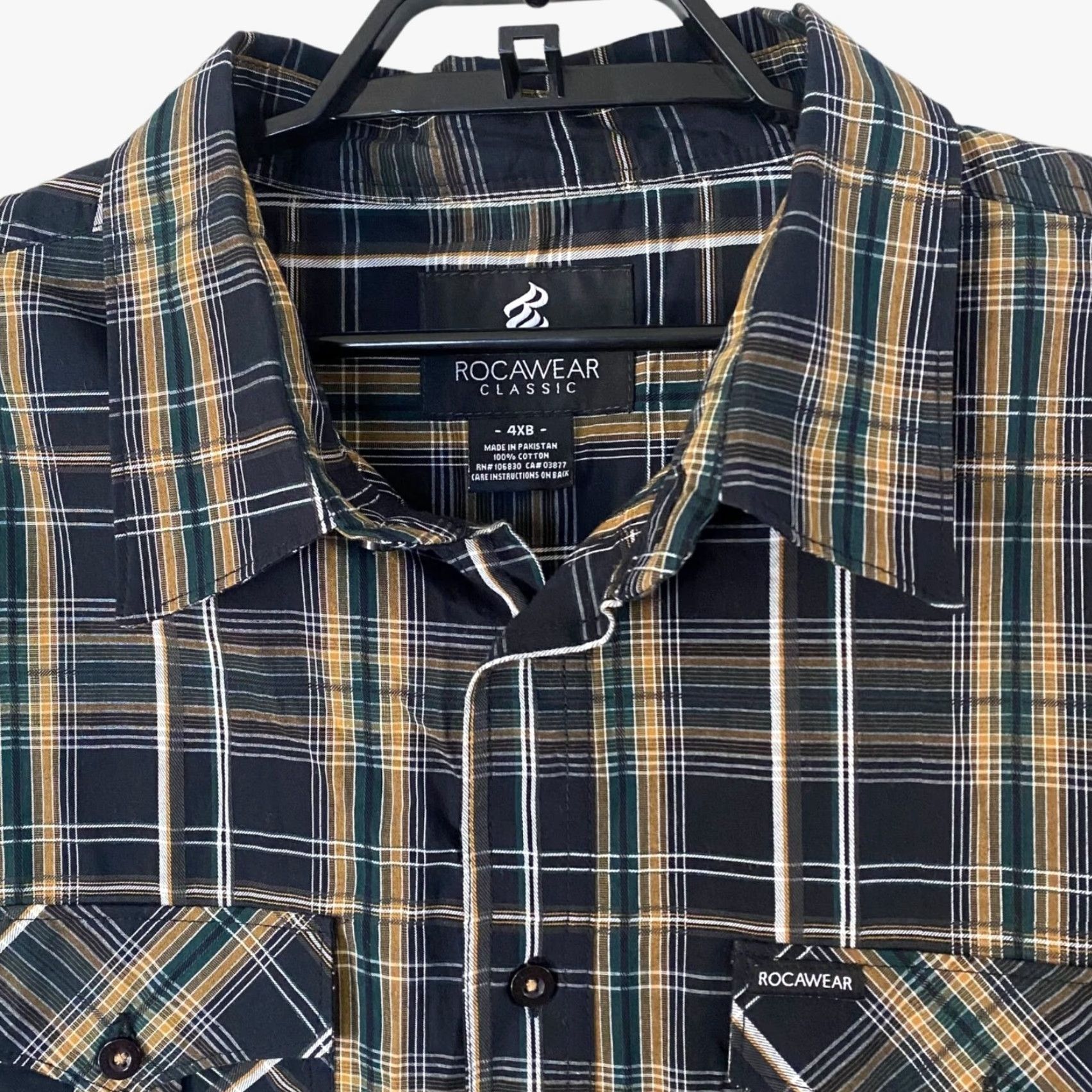 Rocawear Rocawear Button-Up Plaid Shirt Black Yellow Green Men 4XB Short Sleeve Size US XXL / EU 58 / 5 - 5 Thumbnail