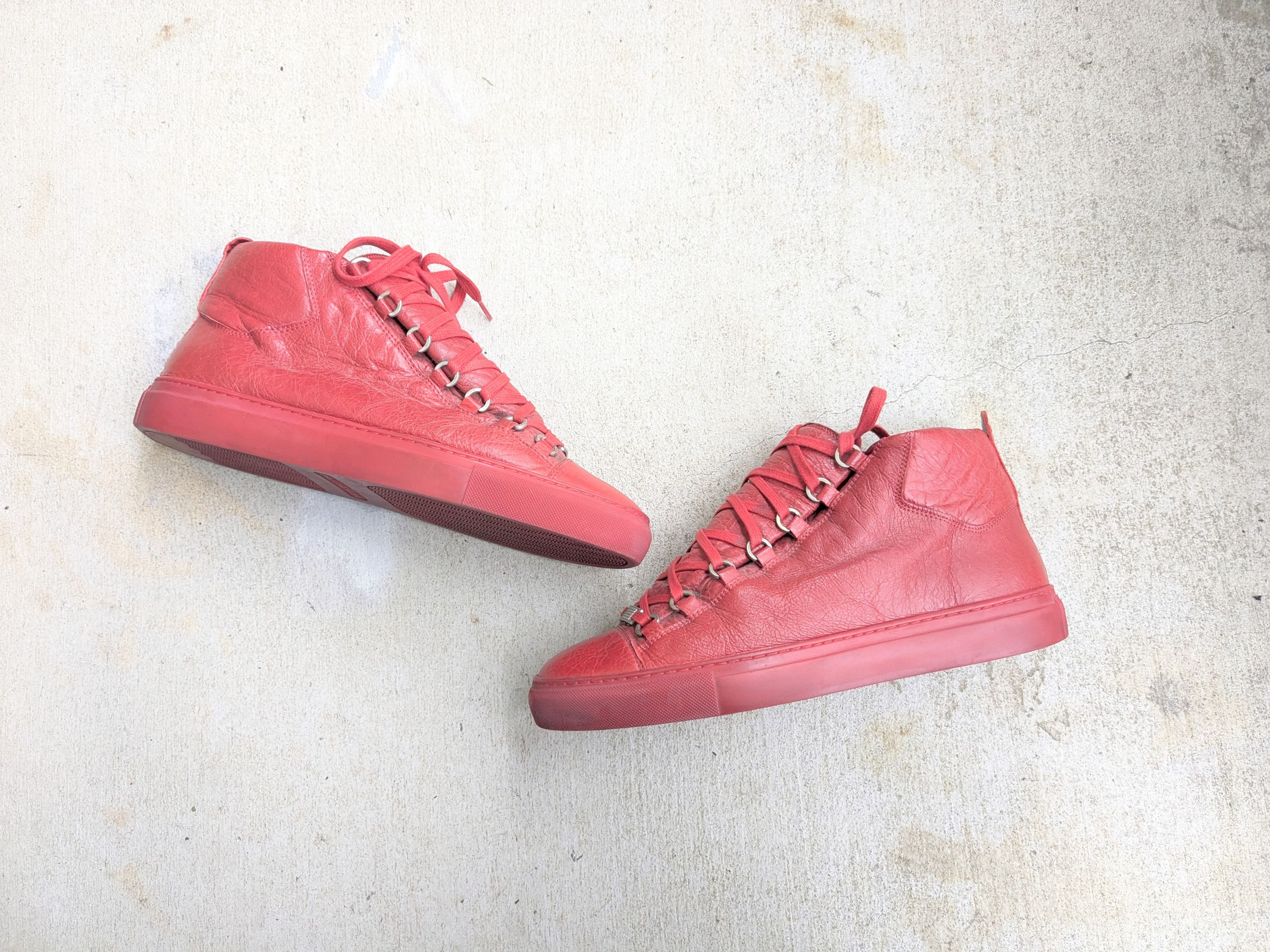 Balenciaga Arena Red Leather 10 High Tops Lace Up