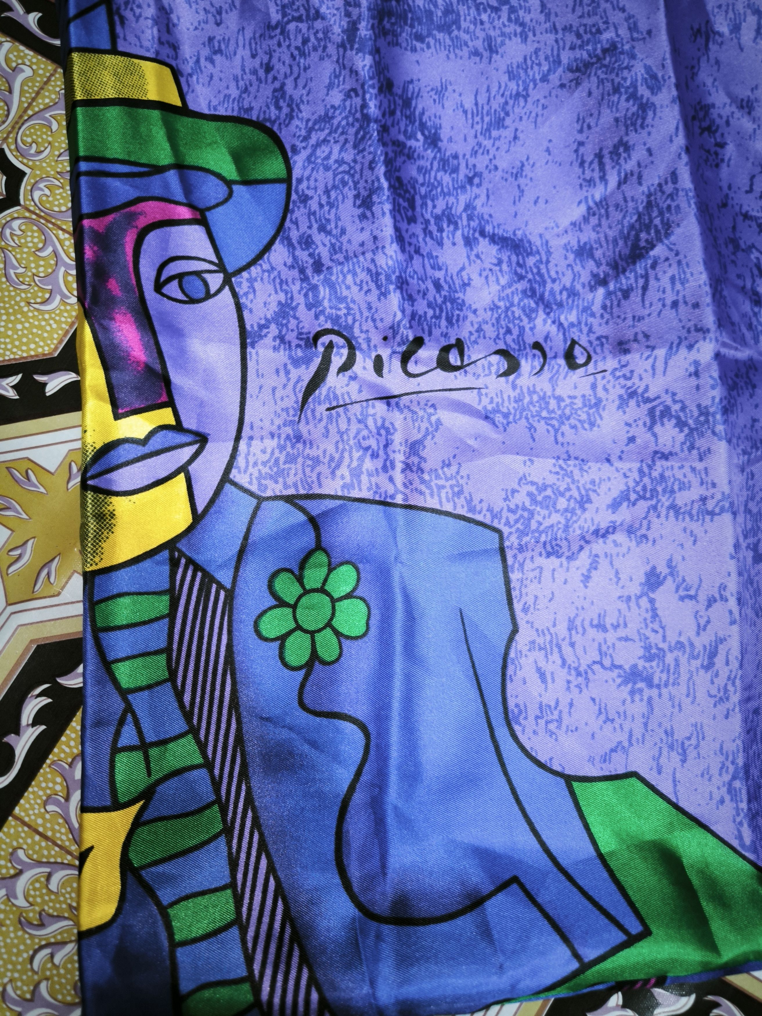 Vintage 80's Silk A Man With Straw Hat Pablo Picasso Size ONE SIZE - 7 Thumbnail