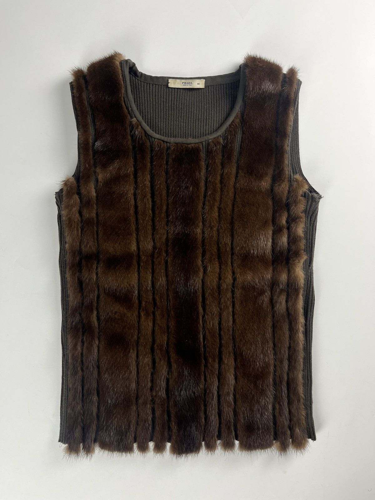 image of Prada Sample Fur Tank Top Fw 2007 in Brown, Men's (Size Small)