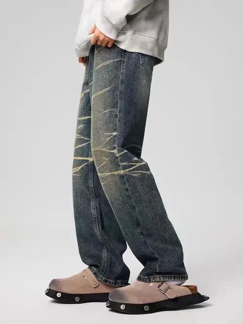 VIBE Vintage street striped washed and faded loose jeans Size US 36 / EU 52 - 7 Thumbnail